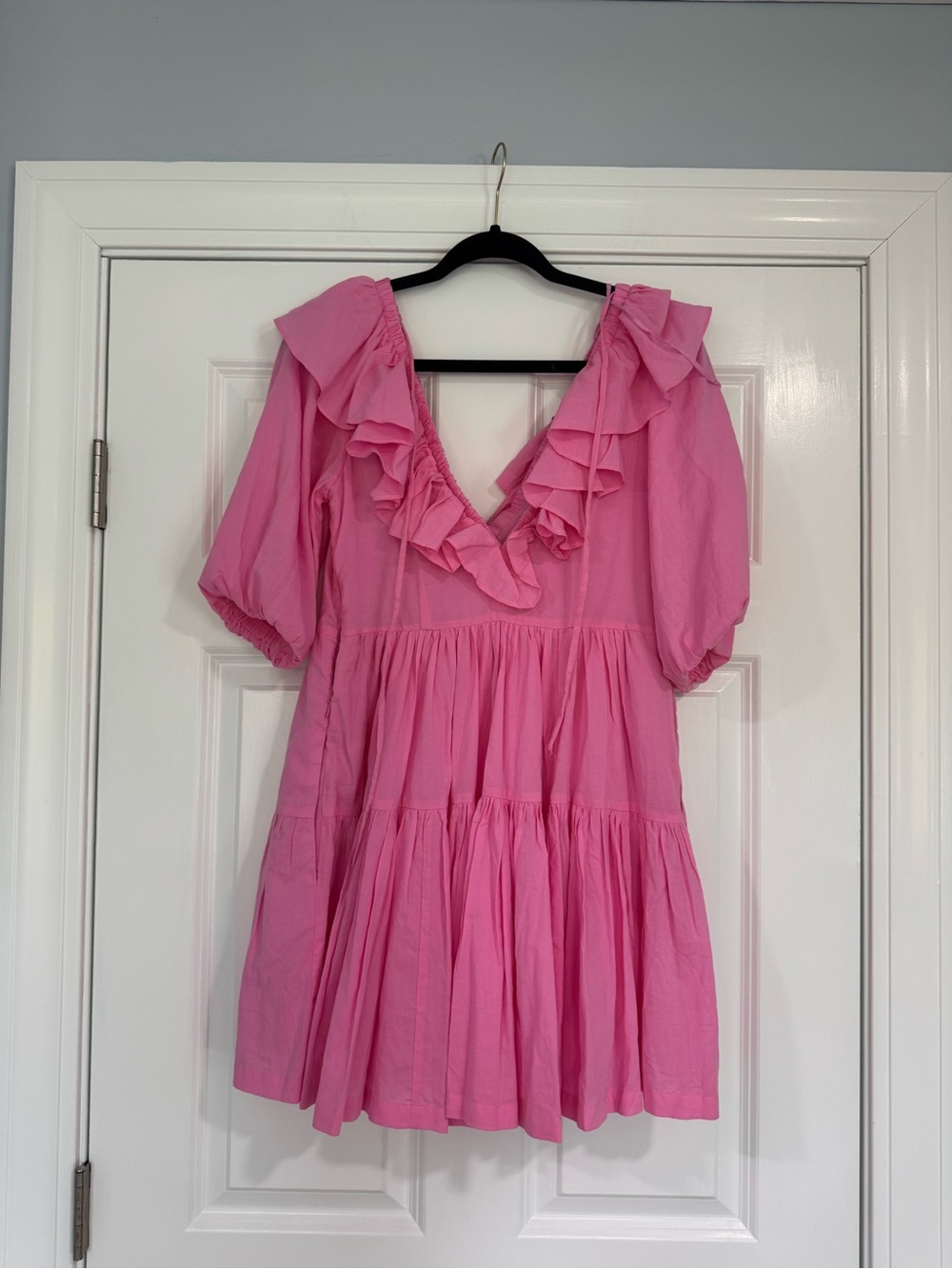 Pink Ruffle V-Neck Mini Dress - Picture 3 of 3